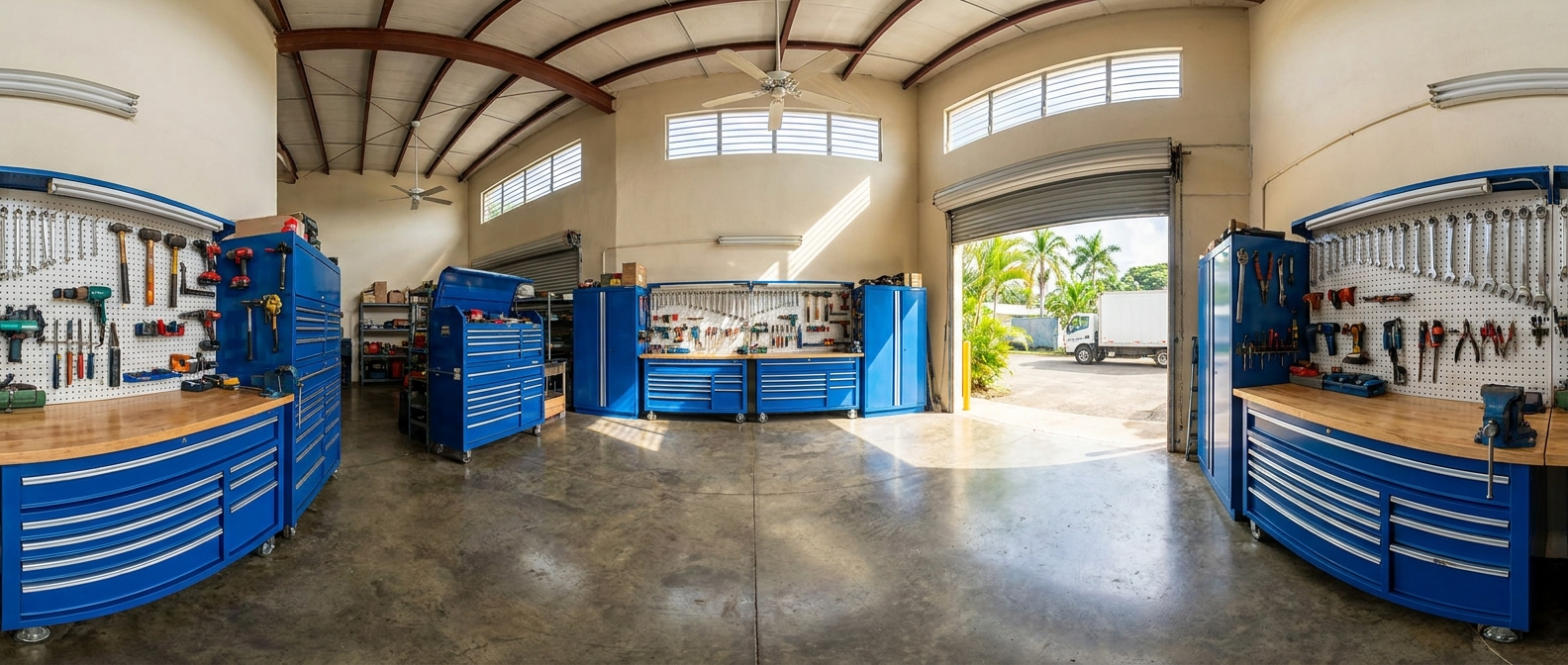 Vista panorámica del taller de Meridiano Servicios Técnicos